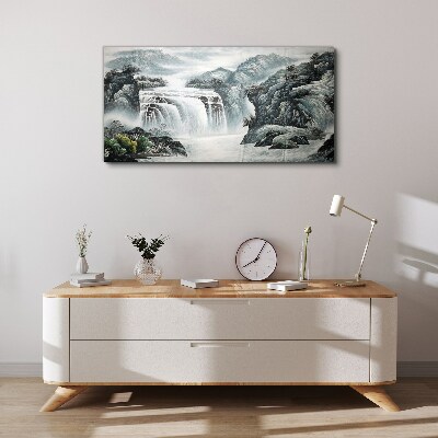 Tablou canvas Cascade senine într-un peisaj montan