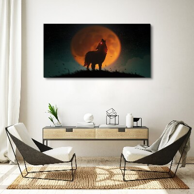Tablou canvas Lupul sub Lună