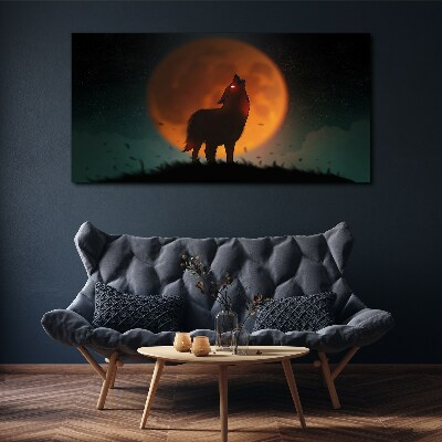 Tablou canvas Lupul sub Lună