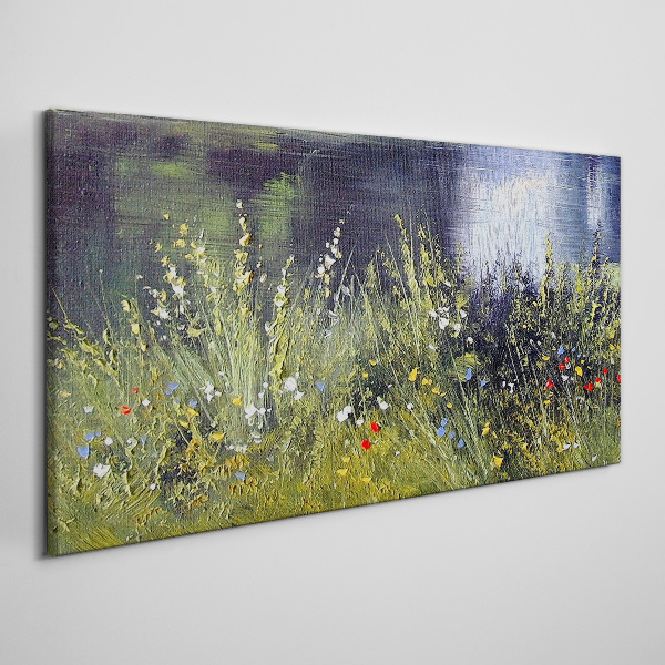 Tablou canvas Lunca cu flori la lumina