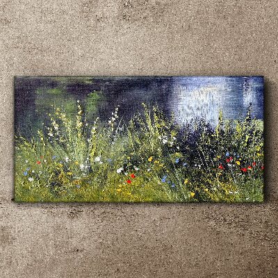 Tablou canvas Lunca cu flori la lumina
