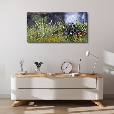 Tablou canvas Lunca cu flori la lumina