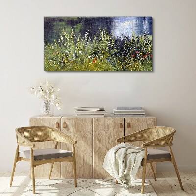 Tablou canvas Lunca cu flori la lumina