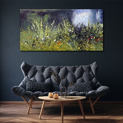 Tablou canvas Lunca cu flori la lumina