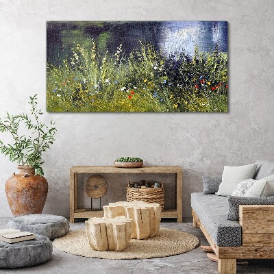 Tablou canvas Lunca cu flori la lumina