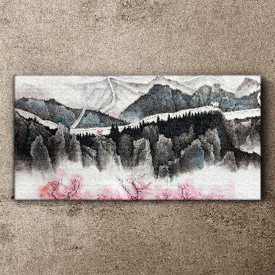Tablou canvas Un peisaj montan linistit cu flori