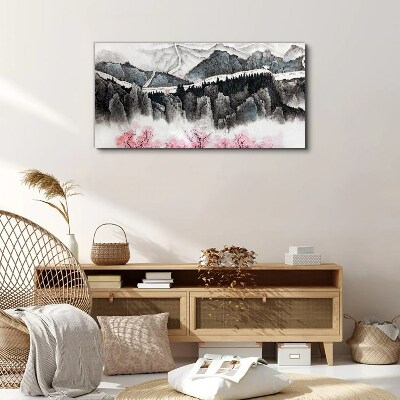 Tablou canvas Un peisaj montan linistit cu flori