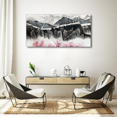 Tablou canvas Un peisaj montan linistit cu flori