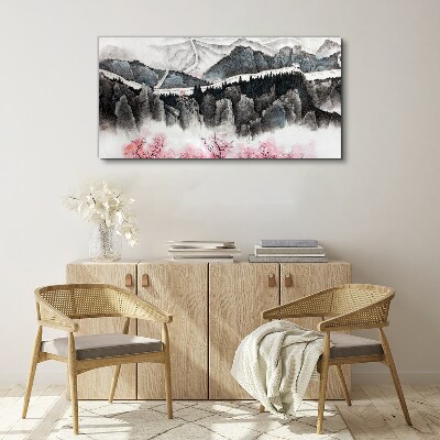 Tablou canvas Un peisaj montan linistit cu flori