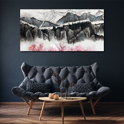 Tablou canvas Un peisaj montan linistit cu flori