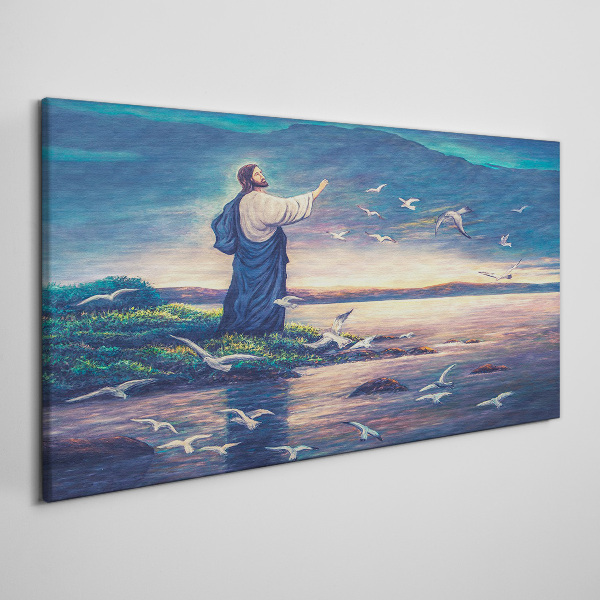 Tablou canvas Isus pe mal cu păsări