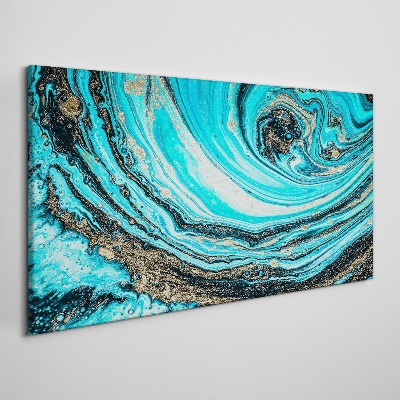 Tablou canvas Oceanul se învârte în albastru și auriu
