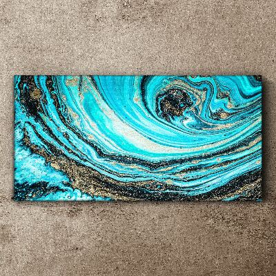 Tablou canvas Oceanul se învârte în albastru și auriu