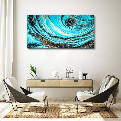 Tablou canvas Oceanul se învârte în albastru și auriu