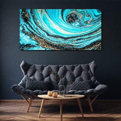 Tablou canvas Oceanul se învârte în albastru și auriu