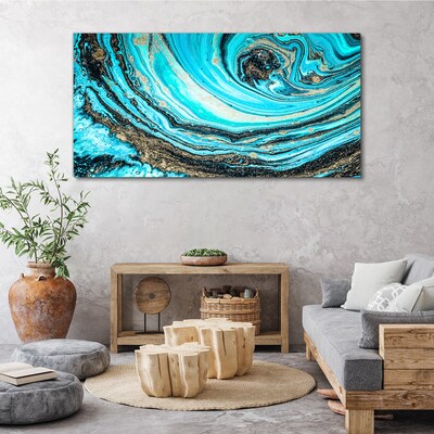 Tablou canvas Oceanul se învârte în albastru și auriu