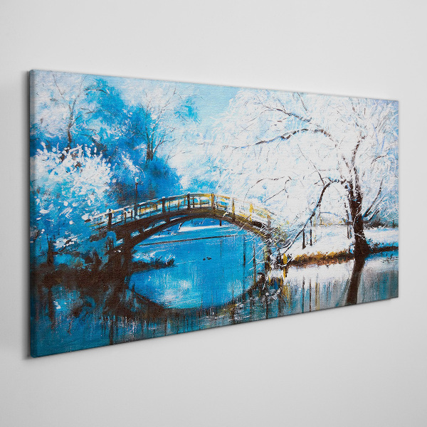 Tablou canvas Pod de iarnă într-un peisaj albastru