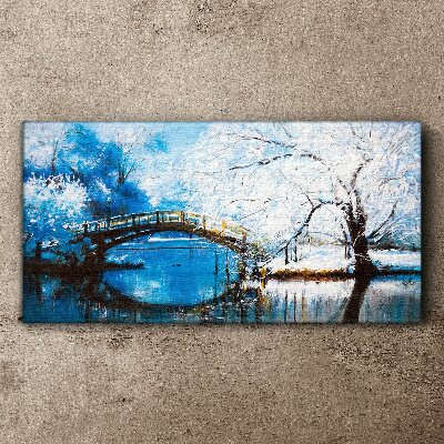 Tablou canvas Pod de iarnă într-un peisaj albastru