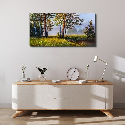 Tablou canvas Ceața de dimineață în pădure