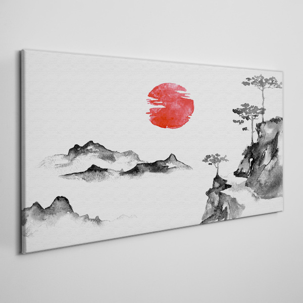 Tablou canvas Peisaj japonez cu bilă roșie