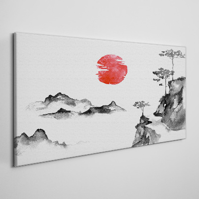 Tablou canvas Peisaj japonez cu bilă roșie