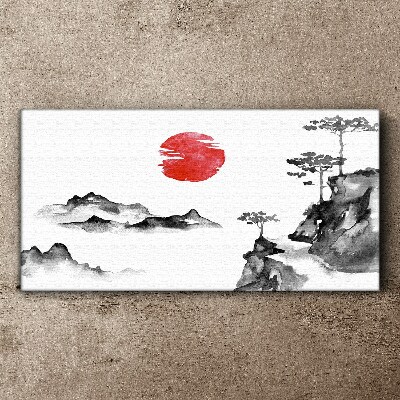 Tablou canvas Peisaj japonez cu bilă roșie