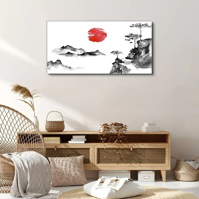 Tablou canvas Peisaj japonez cu bilă roșie