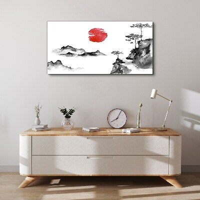 Tablou canvas Peisaj japonez cu bilă roșie