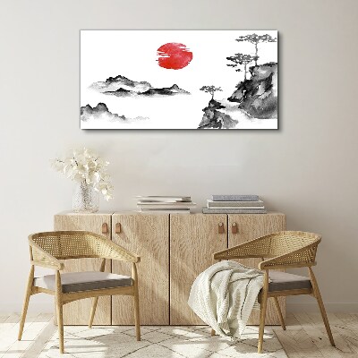 Tablou canvas Peisaj japonez cu bilă roșie