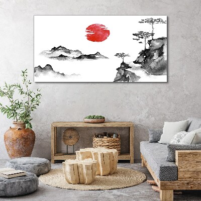 Tablou canvas Peisaj japonez cu bilă roșie