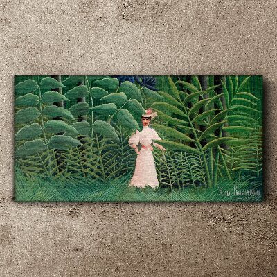 Tablou canvas Femeie în pădurea verde