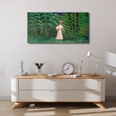 Tablou canvas Femeie în pădurea verde