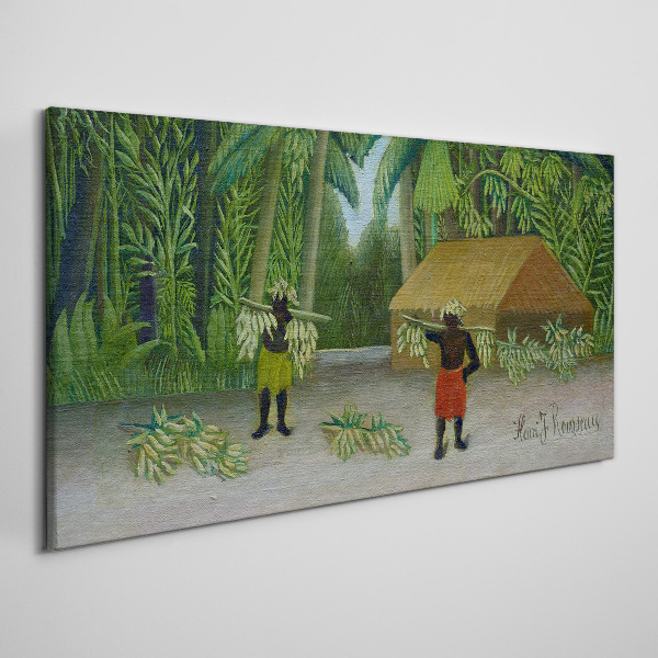Tablou canvas Recolta de banane într-un peisaj tropical