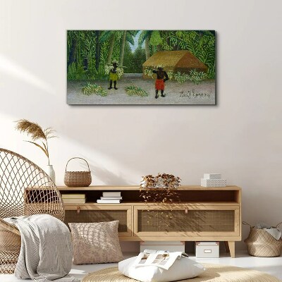 Tablou canvas Recolta de banane într-un peisaj tropical