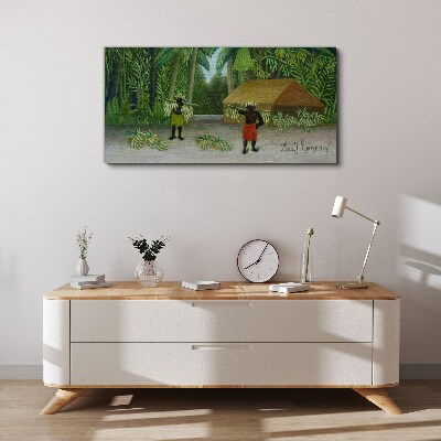 Tablou canvas Recolta de banane într-un peisaj tropical