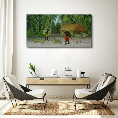 Tablou canvas Recolta de banane într-un peisaj tropical
