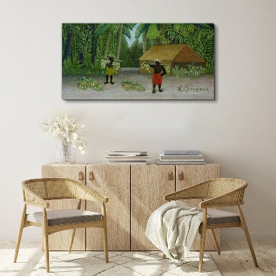 Tablou canvas Recolta de banane într-un peisaj tropical