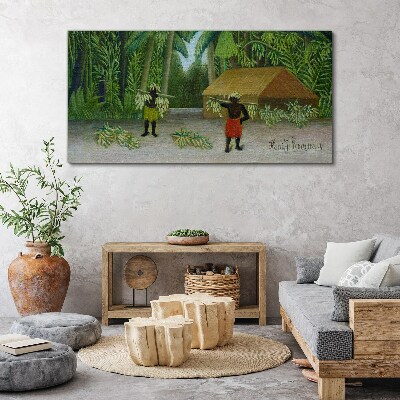 Tablou canvas Recolta de banane într-un peisaj tropical