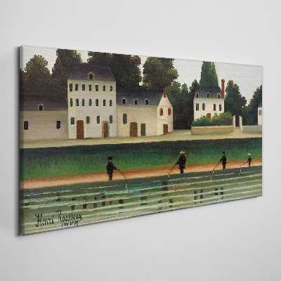 Tablou canvas Vânători de pești lângă râu