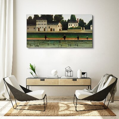 Tablou canvas Vânători de pești lângă râu