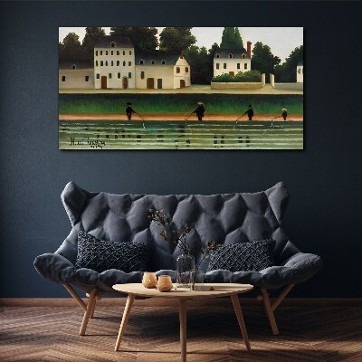 Tablou canvas Vânători de pești lângă râu