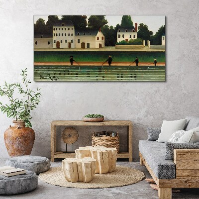 Tablou canvas Vânători de pești lângă râu