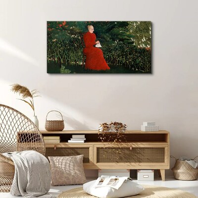 Tablou canvas Haina rosie in gradina