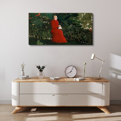 Tablou canvas Haina rosie in gradina