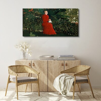 Tablou canvas Haina rosie in gradina