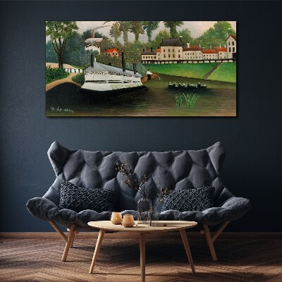 Tablou canvas Un port liniștit cu un vapor