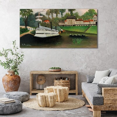 Tablou canvas Un port liniștit cu un vapor