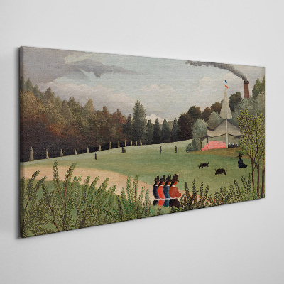 Tablou canvas Peisaj verde cu figuri