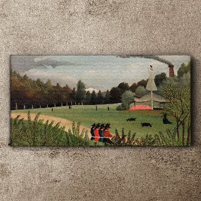 Tablou canvas Peisaj verde cu figuri