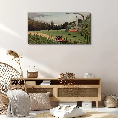 Tablou canvas Peisaj verde cu figuri